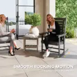 2 Pieces Outdoor Rocking Chairs, HDPE Patio Rockers with 28" High Back, Wide Armrests for Porch Backyard, Dark Gray - Image 4