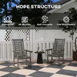 2 Pieces Outdoor Rocking Chairs, HDPE Patio Rockers with 28" High Back, Wide Armrests for Porch Backyard, Dark Gray - Image 5