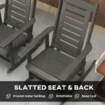 2 Pieces Outdoor Rocking Chairs, HDPE Patio Rockers with 28" High Back, Wide Armrests for Porch Backyard, Dark Gray - Image 7