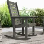 2 Pieces Outdoor Rocking Chairs, HDPE Patio Rockers with 28" High Back, Wide Armrests for Porch Backyard, Dark Gray - Image 8