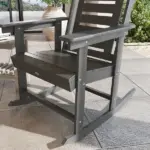 2 Pieces Outdoor Rocking Chairs, HDPE Patio Rockers with 28" High Back, Wide Armrests for Porch Backyard, Dark Gray - Image 9