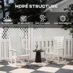 2 Pieces Outdoor Rocking Chairs, HDPE Patio Rockers with 28" High Back, Wide Armrests for Porch Backyard, White - Image 5