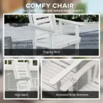 2 Pieces Outdoor Rocking Chairs, HDPE Patio Rockers with 28" High Back, Wide Armrests for Porch Backyard, White - Image 6