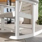 2 Pieces Outdoor Rocking Chairs, HDPE Patio Rockers with 28" High Back, Wide Armrests for Porch Backyard, White - Image 9