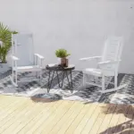 2 Pieces Outdoor Rocking Chairs, HDPE Patio Rockers with 28" High Back, Wide Armrests for Porch Backyard, White - Image 10