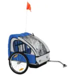 2-Seat Bike Trailer for Kids Child Bicycle Trailer with Strong Steel Frame 5-Point Seat Harnesses, Comfortable Seat, Blue - Image 11