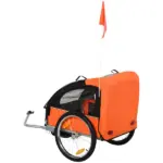2-Seat Kids Child Bicycle Trailer Strong Steel Frame 5-Point Safety Harnesses and Comfortable Seating, Orange - Image 8