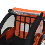 2-Seat Kids Child Bicycle Trailer Strong Steel Frame 5-Point Safety Harnesses and Comfortable Seating, Orange - Image 9