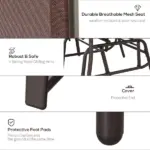 Outsunny 2-Seat Outdoor Glider Swing, Double Independent Rocker Chair, with Center Coffee Table, Breathable Sling Fabric, Coffee Brown - Image 5