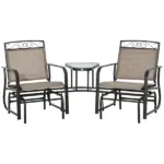 2 Seat Outdoor Glider Chair Set with Center Table, Brown - Image 11