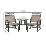 2 Seat Outdoor Glider Chair Set with Center Table, Brown - Image 3