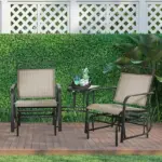 2 Seat Outdoor Glider Chair Set with Center Table, Brown - Image 10
