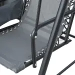 Outsunny 2-Seat Outdoor Porch Swing, with Pivot Storage Table, Adjustable Tilt Canopy, Anti-Slip Foot Pad, Breathable Mesh Seat, Grey - Image 13