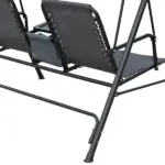 Outsunny 2-Seat Outdoor Porch Swing, with Pivot Storage Table, Adjustable Tilt Canopy, Anti-Slip Foot Pad, Breathable Mesh Seat, Grey - Image 10