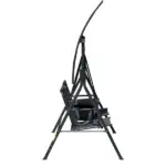 2-Seat Outdoor Porch Swing, with Pivot Storage Table, Cup Holder, and Adjustable Overhead Canopy, Stand's Skid-Resistant Feet Pad, Breathable Mesh Seat, Steel Frame, for Patio, Black - Image 11