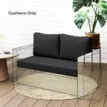 Outsunny 2 Seat Patio Furniture Cushions, Thick Outdoor Loveseat Cushion Set with Removable Cover, 46x26x5 in, Black - Image 2
