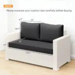 Outsunny 2 Seat Patio Furniture Cushions, Thick Outdoor Loveseat Cushion Set with Removable Cover, 46x26x5 in, Black - Image 3