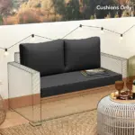 Outsunny 2 Seat Patio Furniture Cushions, Thick Outdoor Loveseat Cushion Set with Removable Cover, 46x26x5 in, Black - Image 8
