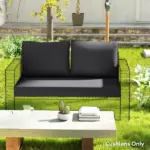 Outsunny 2 Seat Patio Furniture Cushions, Thick Outdoor Loveseat Cushion Set with Removable Cover, 46x26x5 in, Black - Image 10