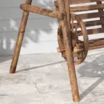2-Seat Porch Swing with A-Frame Stand, Wooden Log Patio Swing Chair Bench with Wagon Wheel Armrests, Carbonized Brown - Image 9
