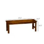 2-Seat Wood Garden Bench, Patio Bench Outdoor Bench with Slatted Seat, Backless Front Porch Bench for Park, Garden, Poolside, Deck, Carbonized - Image 3