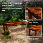 2-Seat Wood Garden Bench, Patio Bench Outdoor Bench with Slatted Seat, Backless Front Porch Bench for Park, Garden, Poolside, Deck, Carbonized - Image 5