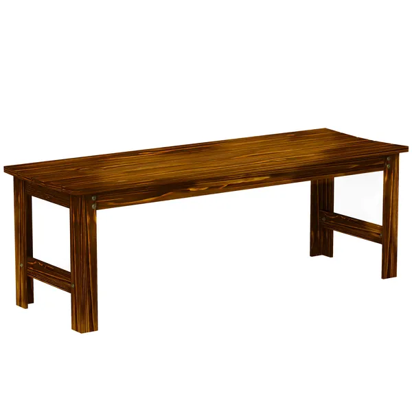 2-seat-wood-garden-bench-patio-bench-outdoor-bench-with-slatted-seat-backless-front-porch-bench-for-park-garden-poolside-deck-carbonized.webp 2-Seat Wood Garden Bench, Patio Bench Outdoor Bench with Slatted Seat, Backless Front Porch Bench for Park, Garden, Poolside, Deck, Carbonized - Image 1