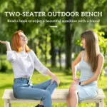 2-Seat Wood Garden Bench, Patio Bench Outdoor Bench with Slatted Seat, Backless Front Porch Bench for Park, Garden, Poolside, Deck, Nature Wood - Image 4