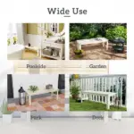 2-Seat Wood Garden Bench, Patio Bench Outdoor Bench with Slatted Seat, Backless Front Porch Bench for Park, Garden, Poolside, Deck, Nature Wood - Image 6