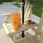Outsunny 2-Seat Wooden Garden Bench with Table, Umbrella Hole, High Backrest, Armrests for Backyard, Patio, Garden, Natural Wood - Image 5