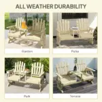 Outsunny 2-Seat Wooden Garden Bench with Table, Umbrella Hole, High Backrest, Armrests for Backyard, Patio, Garden, Natural Wood - Image 8