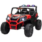 Qaba 2 Seater 24V Kids Electric Car with Remote Control, 3 Speed, LED Lights, Music, Horn, Spring Suspension, Slow Start, Red