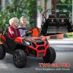 Qaba 2 Seater 24V Kids Electric Car with Remote Control, 3 Speed, LED Lights, Music, Horn, Spring Suspension, Slow Start, Red - Image 5