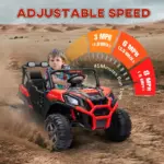 Qaba 2 Seater 24V Kids Electric Car with Remote Control, 3 Speed, LED Lights, Music, Horn, Spring Suspension, Slow Start, Red - Image 7