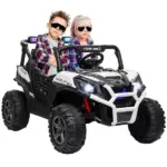 Qaba 2 Seater 24V Kids Electric Car with Remote Control, 3 Speed, LED Lights, Music, Horn, Spring Suspension, Slow Start, White - Image 11