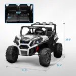 Qaba 2 Seater 24V Kids Electric Car with Remote Control, 3 Speed, LED Lights, Music, Horn, Spring Suspension, Slow Start, White - Image 3
