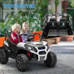 Qaba 2 Seater 24V Kids Electric Car with Remote Control, 3 Speed, LED Lights, Music, Horn, Spring Suspension, Slow Start, White - Image 5