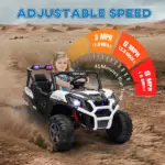 Qaba 2 Seater 24V Kids Electric Car with Remote Control, 3 Speed, LED Lights, Music, Horn, Spring Suspension, Slow Start, White - Image 7