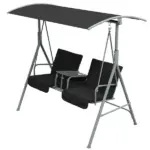 2-Seater Outdoor Porch Swing with Canopy and Table, Patio Swing Chair for Garden, Poolside, Backyard, Black - Image 11