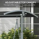 2-Seater Outdoor Porch Swing with Canopy and Table, Patio Swing Chair for Garden, Poolside, Backyard, Black - Image 4