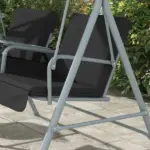 2-Seater Outdoor Porch Swing with Canopy and Table, Patio Swing Chair for Garden, Poolside, Backyard, Black - Image 8