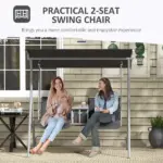 Outsunny 2-Seater Outdoor Porch Swing with Canopy and Table, Patio Swing Chair for Garden, Poolside, Backyard, Gray - Image 7