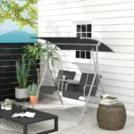 Outsunny 2-Seater Outdoor Porch Swing with Canopy and Table, Patio Swing Chair for Garden, Poolside, Backyard, Gray - Image 10