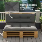 Outsunny 2 Seater Pallet Cushions Outdoor 3.9 Inch Thick Replacement Cushions - Tufted Design for Garden, Patio, Black - Image 6