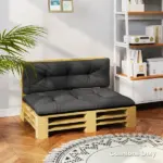 Outsunny 2 Seater Pallet Cushions Outdoor 3.9 Inch Thick Replacement Cushions - Tufted Design for Garden, Patio, Black - Image 8
