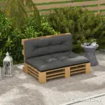 Outsunny 2 Seater Pallet Cushions Outdoor 3.9 Inch Thick Replacement Cushions - Tufted Design for Garden, Patio, Black - Image 10