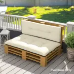Outsunny 2 Seater Pallet Cushions Outdoor 3.9" Thick Replacement Cushions - Tufted Design for Garden, Patio, Cream White - Image 2