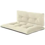 Outsunny 2 Seater Pallet Cushions Outdoor 3.9" Thick Replacement Cushions - Tufted Design for Garden, Patio, Cream White