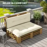 Outsunny 2 Seater Pallet Cushions Outdoor 3.9" Thick Replacement Cushions - Tufted Design for Garden, Patio, Cream White - Image 4