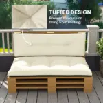 Outsunny 2 Seater Pallet Cushions Outdoor 3.9" Thick Replacement Cushions - Tufted Design for Garden, Patio, Cream White - Image 6